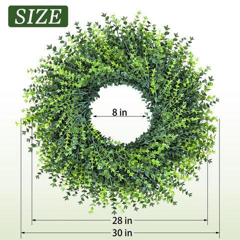HUZIYAHAN wreath hung on porch providing year-round green decor