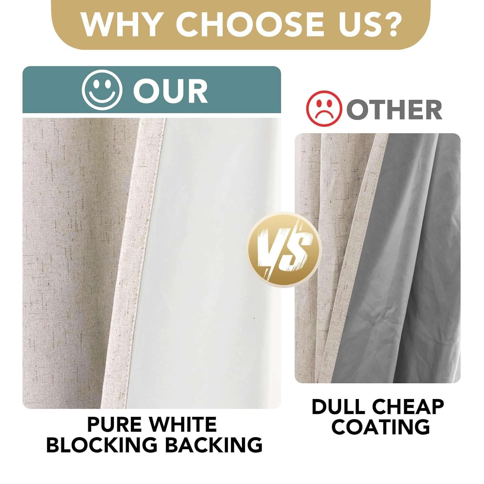 H.VERSAILTEX white blackout backing detail demonstrating full light blocking