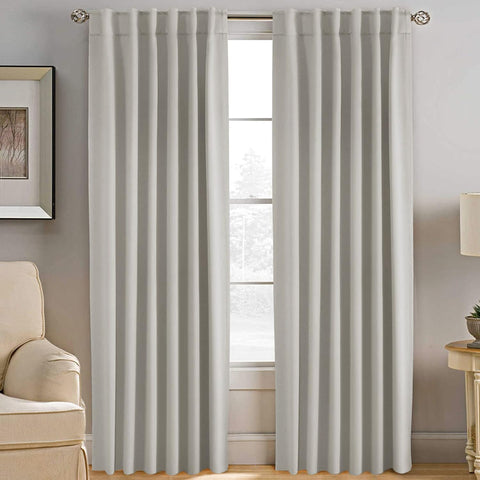 H.VERSAILTEX front panel ivory blackout curtains showing clean, modern look