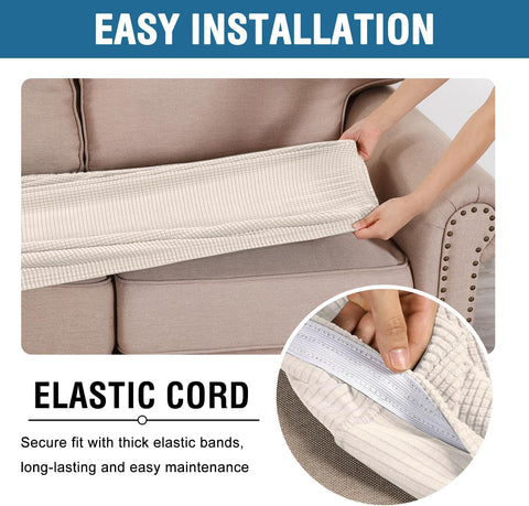 H.VERSAILTEX cushion cover shown with measuring tape indicating fit range