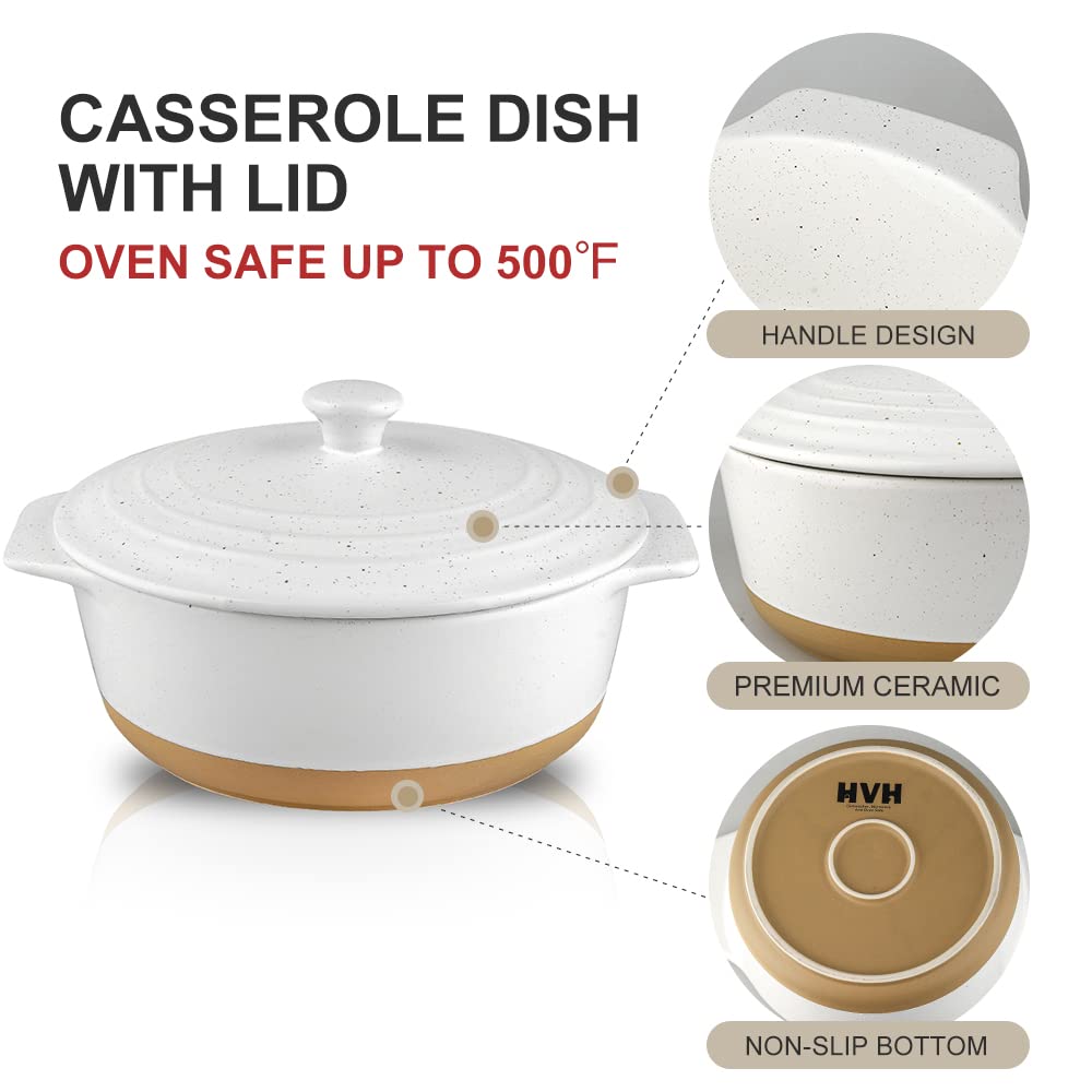 HVH casserole size comparison showing compact 9-inch, 2-quart capacity benefit