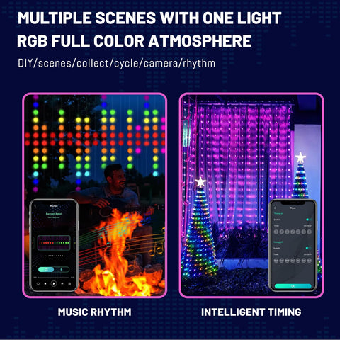 HXWEIYE smartphone app control screen showing color picker and flow settings