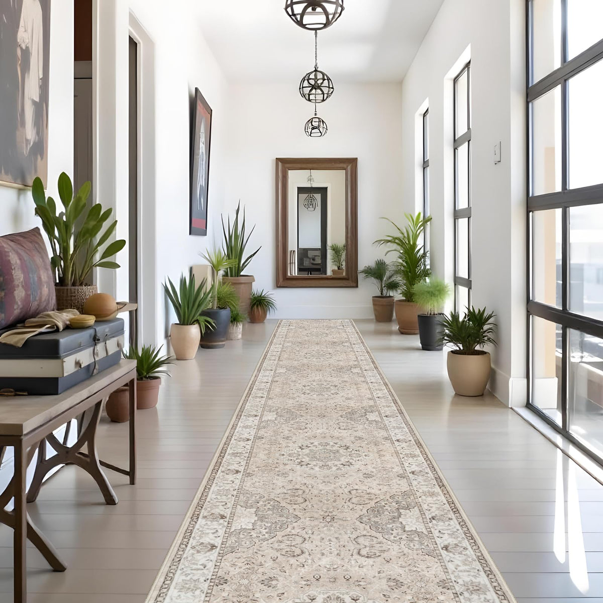 HY HAO YUN LAI front view of beige runner showing clean vintage look and curb appeal
