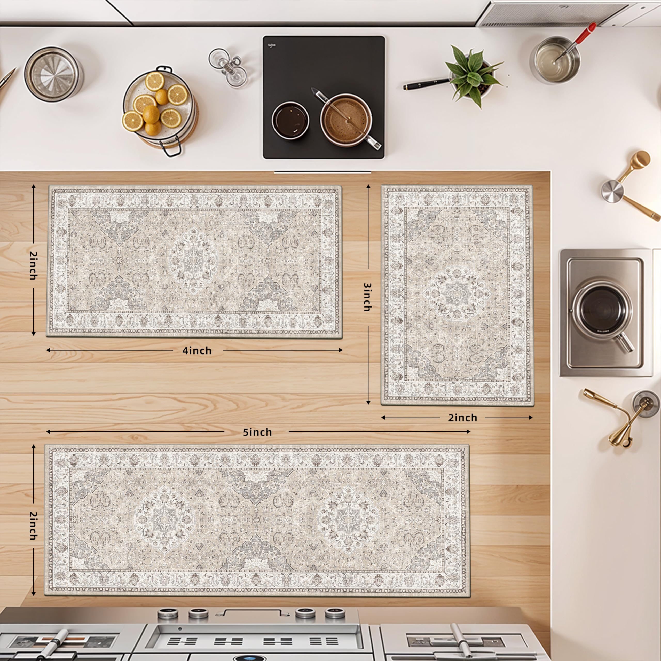 HY HAO YUN LAI rug placed by kitchen sink protecting floor from spills