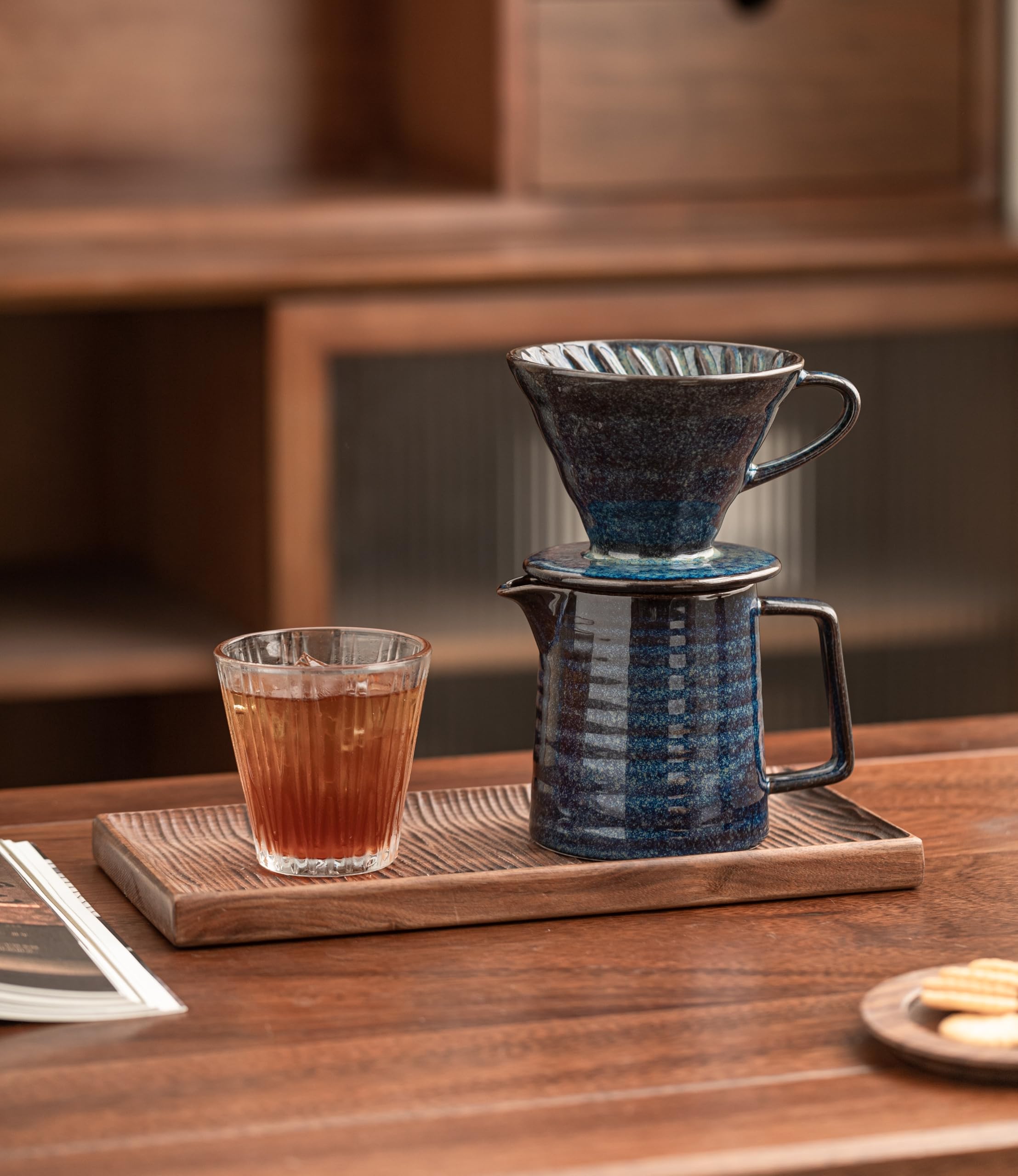 HYAXGM lifestyle kitchen counter with pour over set adding artisanal decor benefit