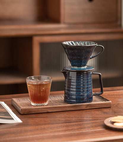 HYAXGM lifestyle kitchen counter with pour over set adding artisanal decor benefit