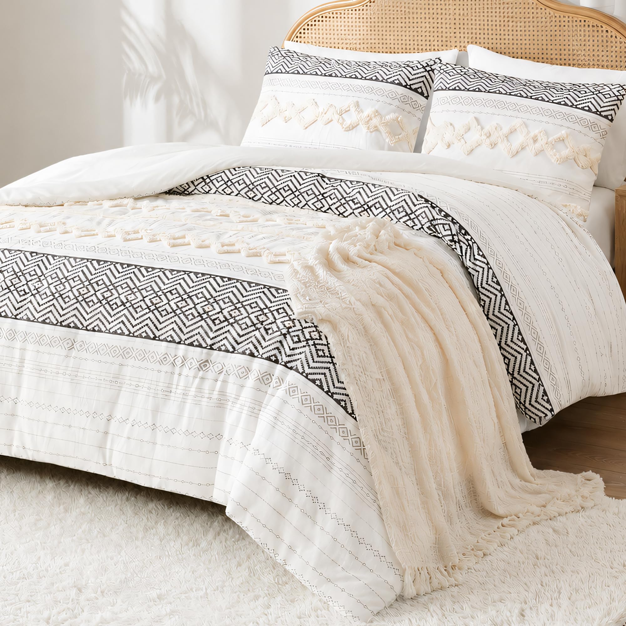 Hyde Lane front view showing tufted comforter and elegant bedroom update