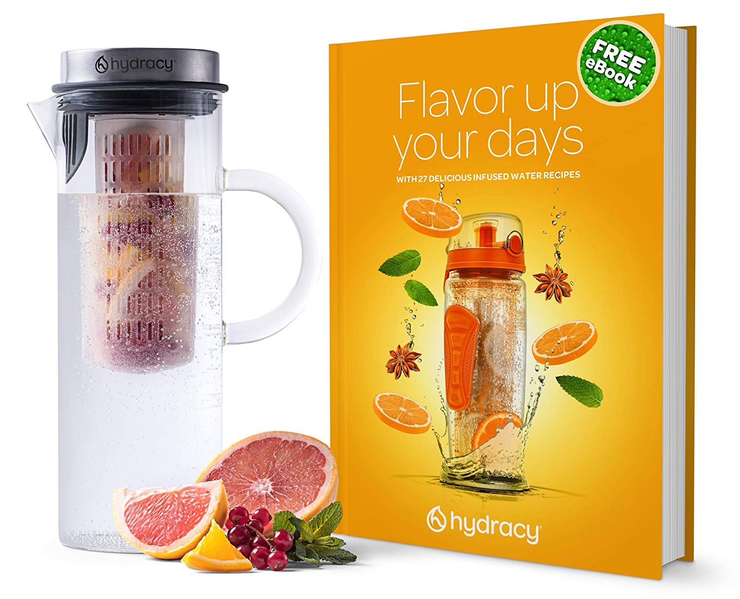 Hydracy pitcher inside refrigerator illustrating slim shape saves space