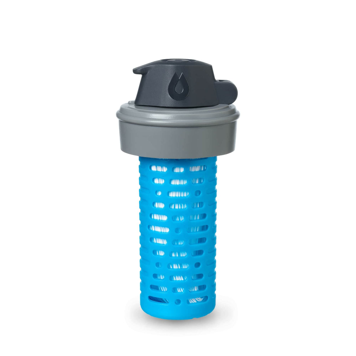 HydraPak filter cap front view showing compact shape and quick-access nozzle benefit