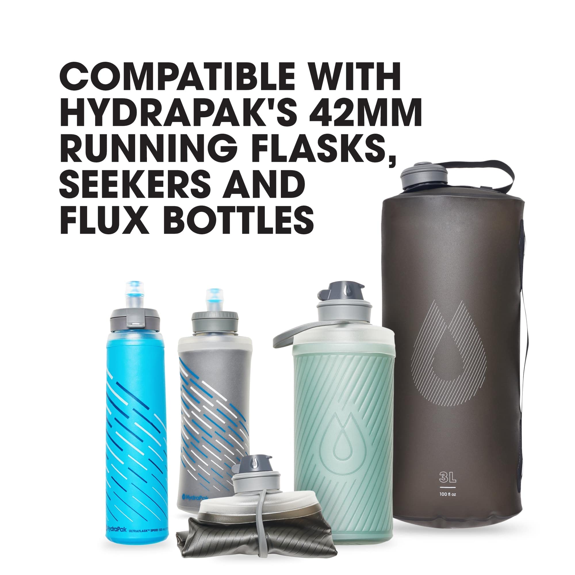 HydraPak filter cap threaded onto a Seeker bottle showing lightweight filtration benefit
