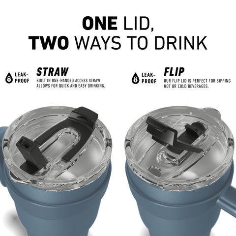 Hydrapeak Roadster 2-in-1 lid detail showing straw and spout versatility for easy sipping