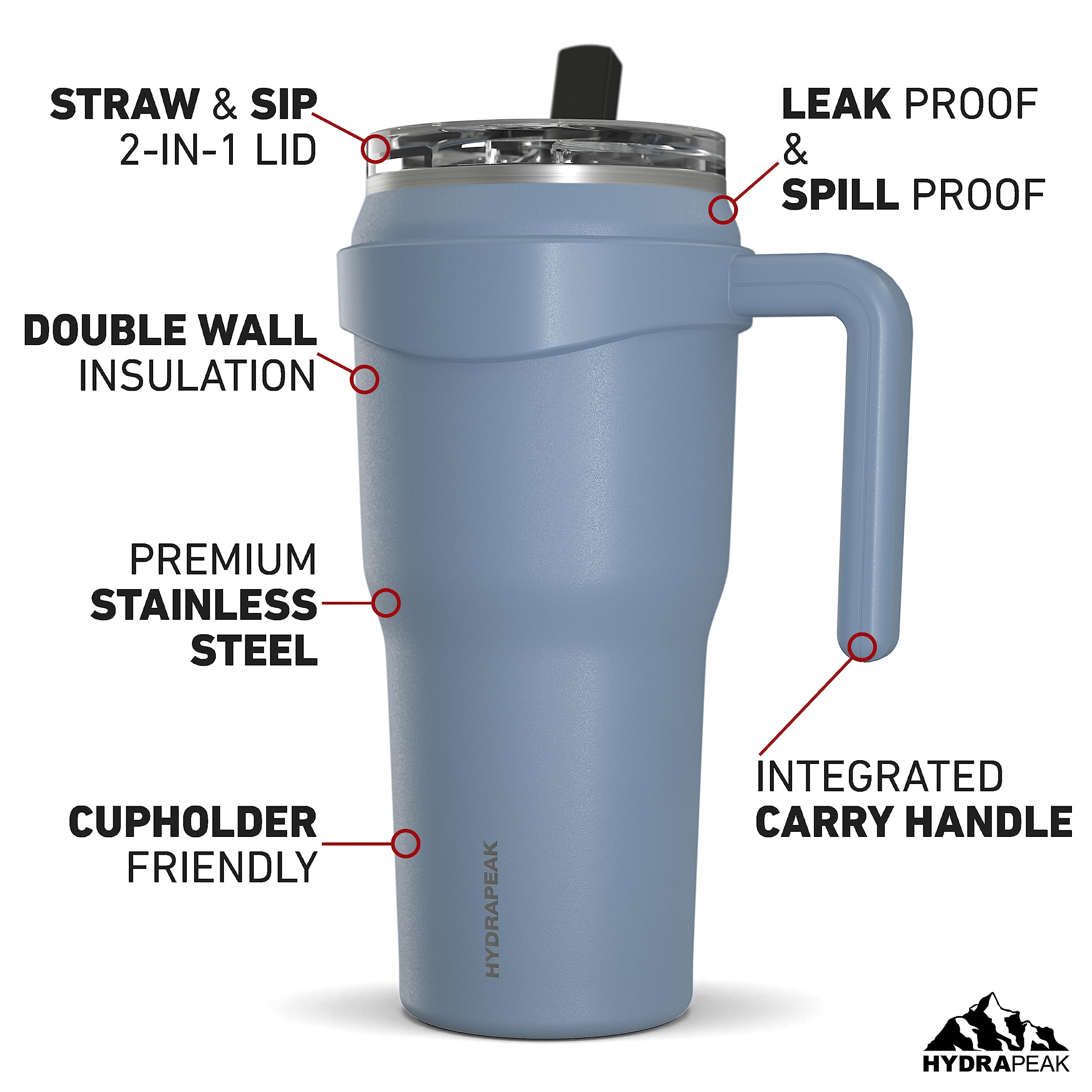 Hydrapeak Roadster close-up of built-in handle for comfortable, secure carrying