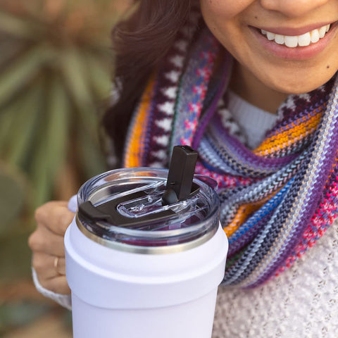 Hydrapeak Roadster in car cup holder showing slim base compatibility and travel convenience