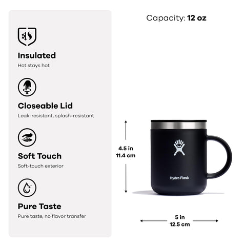 Hydro Flask mug sitting in car cupholder for commute convenience and fit