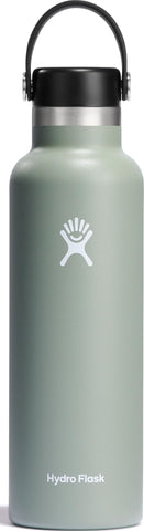 Hydro Flask 21 oz agave green front view showing bottle and cap, durable hydration