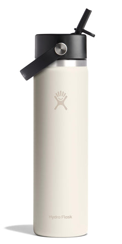 Hydro Flask 24 oz ivory front view showing sleek insulated bottle and handle for easy carrying