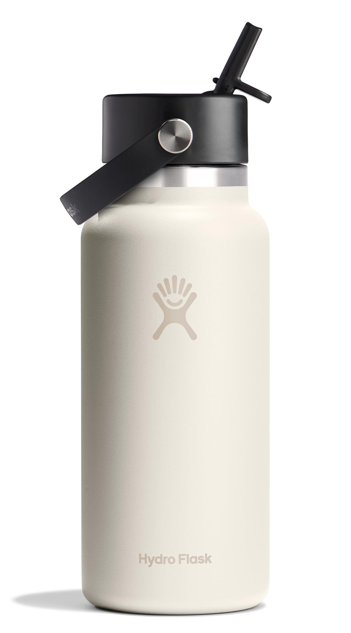 Hydro Flask ivory bottle front view showing insulated design and handle, durable hydration