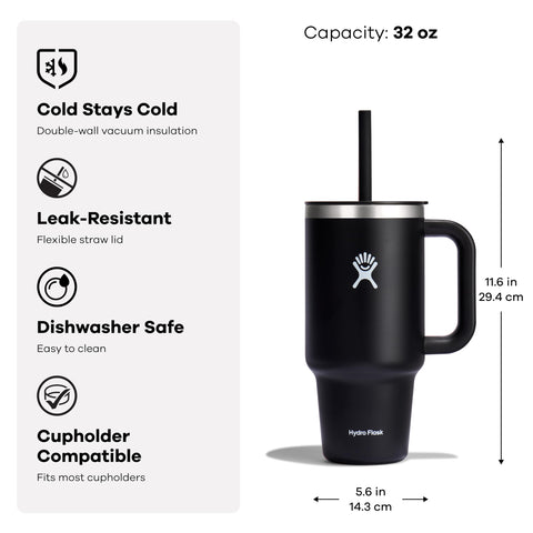 Hydro Flask lid and flexible straw detail, spill-resistant sipping convenience