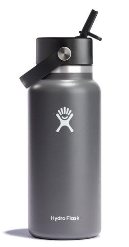 Hydro Flask 32 oz Stone front view showing clean design and capacity benefit