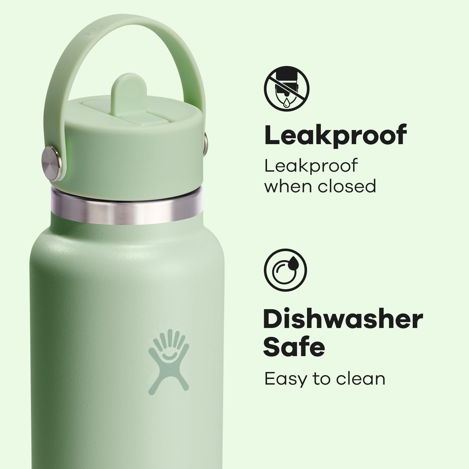 Hydro Flask flexible carry handle close-up — comfortable grip for carrying all day