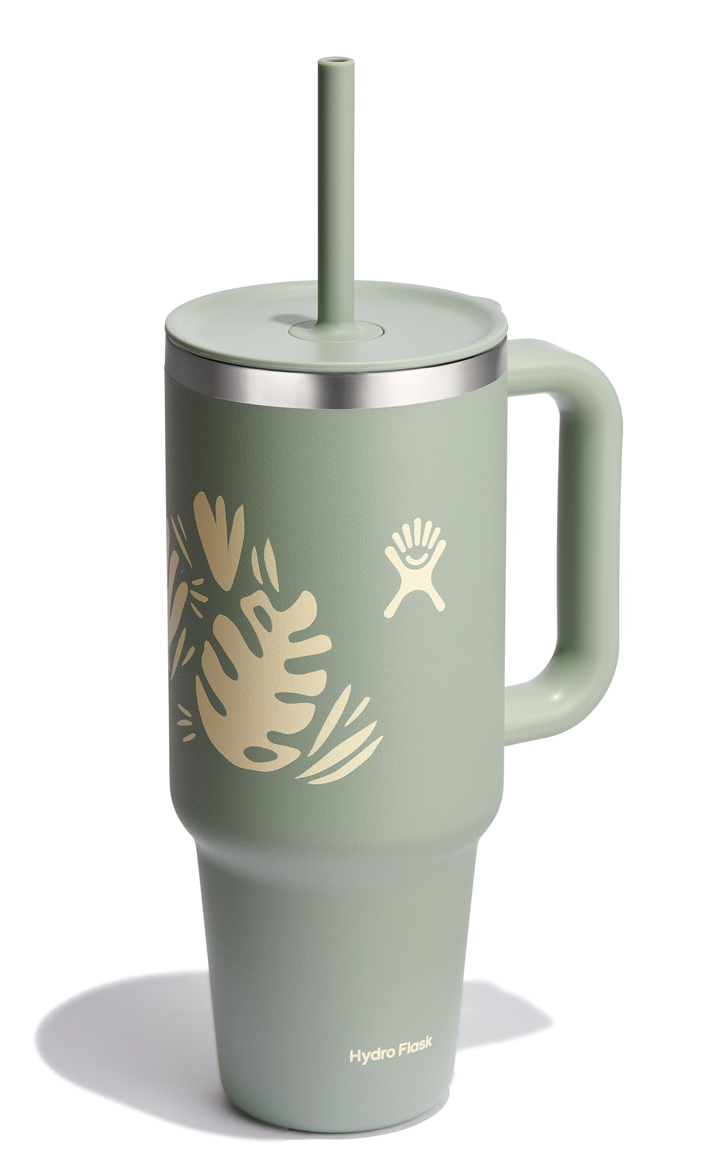 Hydro Flask lid and flexible straw close-up showing leak-resistant seal