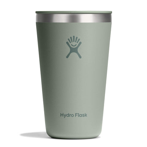 Hydro Flask front view showing agave green finish and sturdy base benefit portability