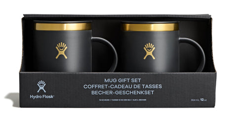 Hydro Flask front view of Black Tie gift set showing sleek packaging and ready-to-gift appeal