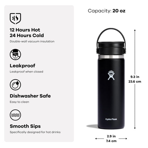 Hydro Flask wide mouth with ice illustrating easy filling and cleaning benefit
