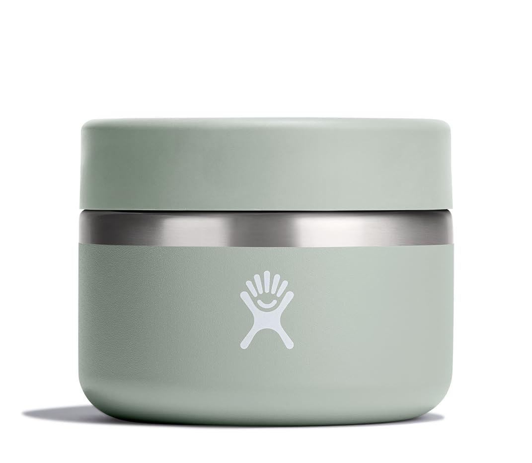 Hydro Flask food jar front view showing agave green finish and compact design, durable and portable