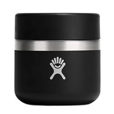 Hydro Flask front view of black 8 oz jar showing compact design and brand benefit