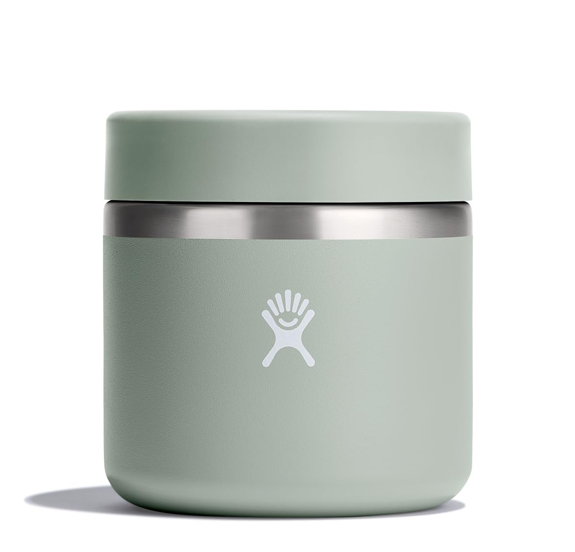 Hydro Flask food jar front view showing agave green finish and compact shape for portability