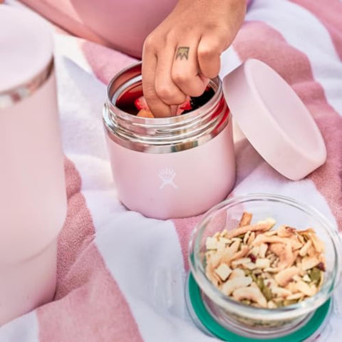 Hydro Flask jar and lid placed in dishwasher showing easy-clean benefit