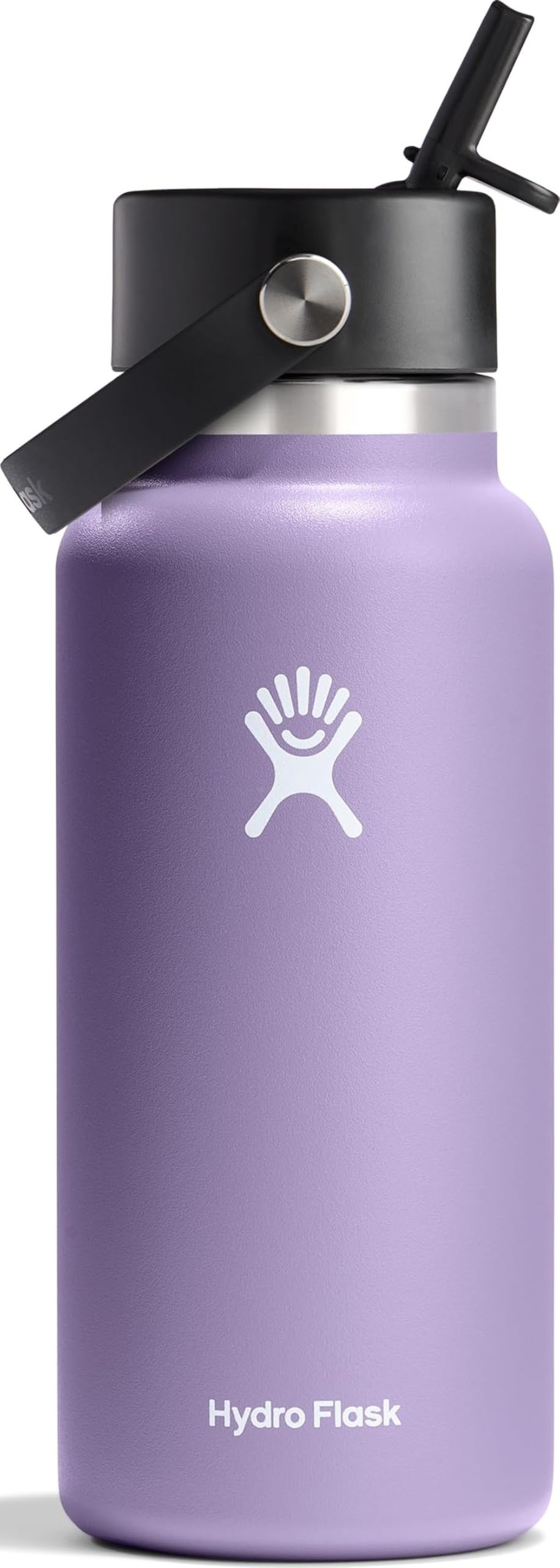 Hydro Flask front view showing Moonshadow finish and large capacity benefit