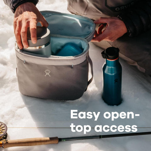Hydro Flask handle and zipper closure showing easy-carry benefit