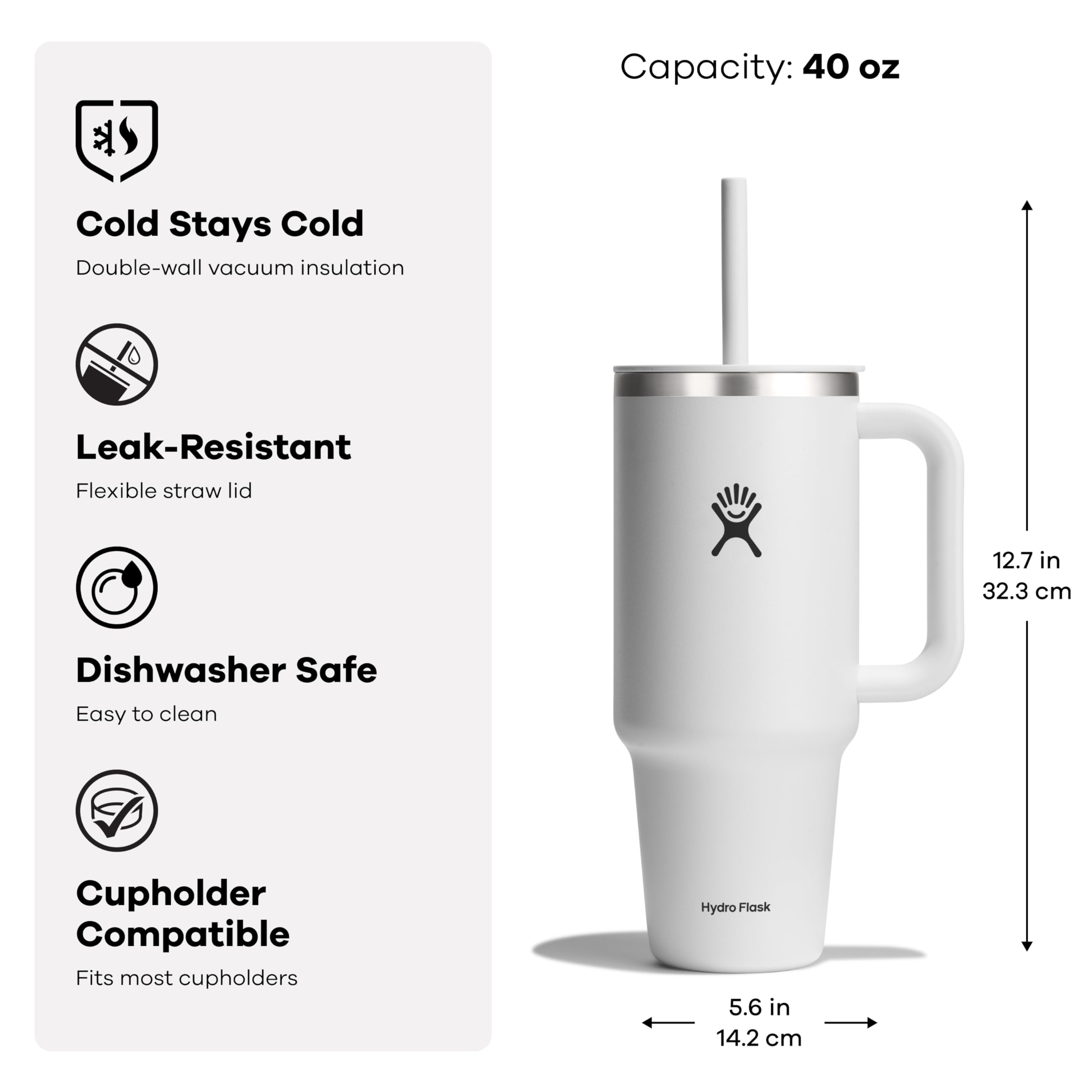 Hydro Flask handle closeup highlighting sturdy grip and easy carrying benefit