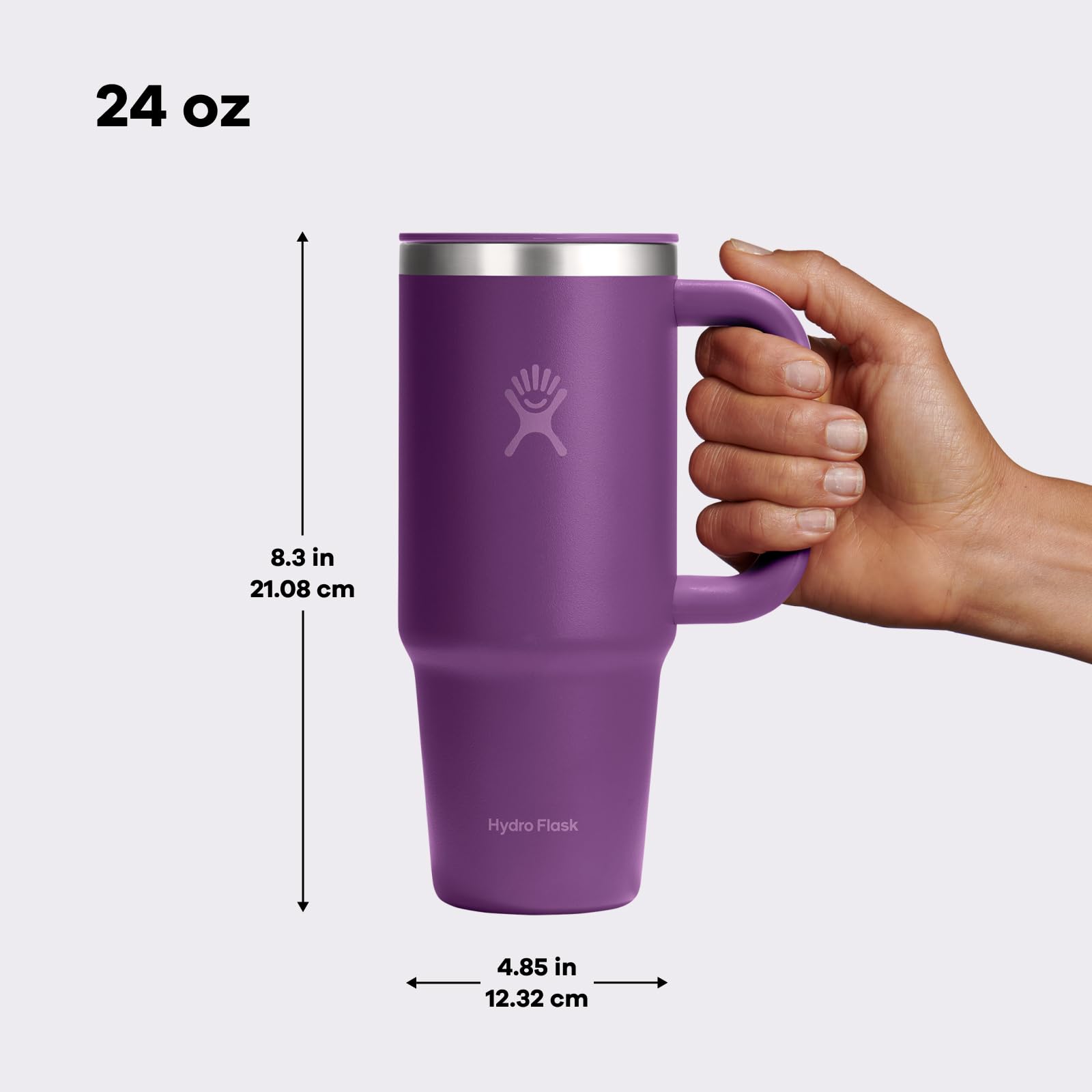 Hydro Flask in car cupholder showing travel-friendly fit