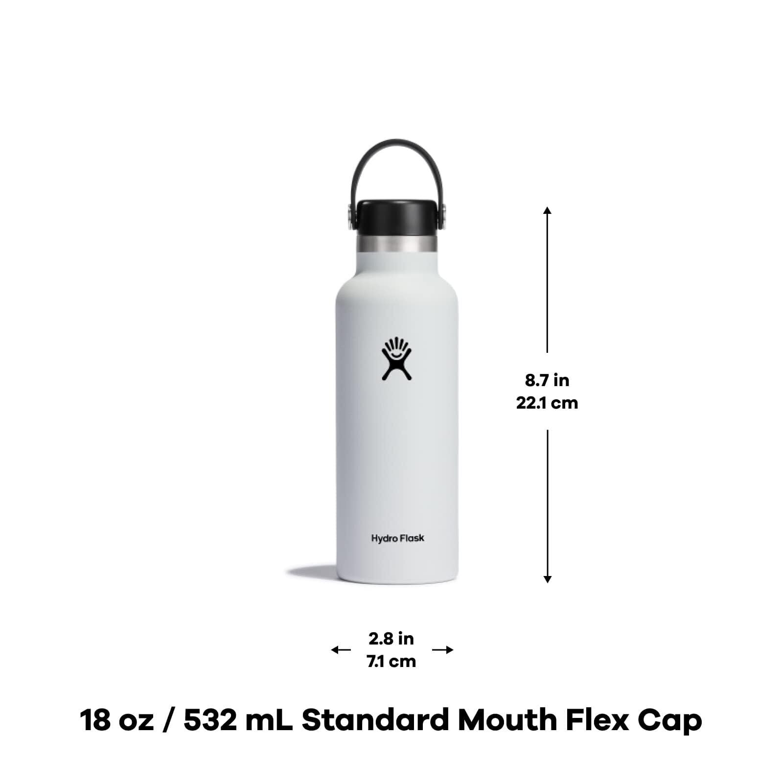 Hydro Flask 18 oz in car cupholder demonstrating portability and temperature control on commute