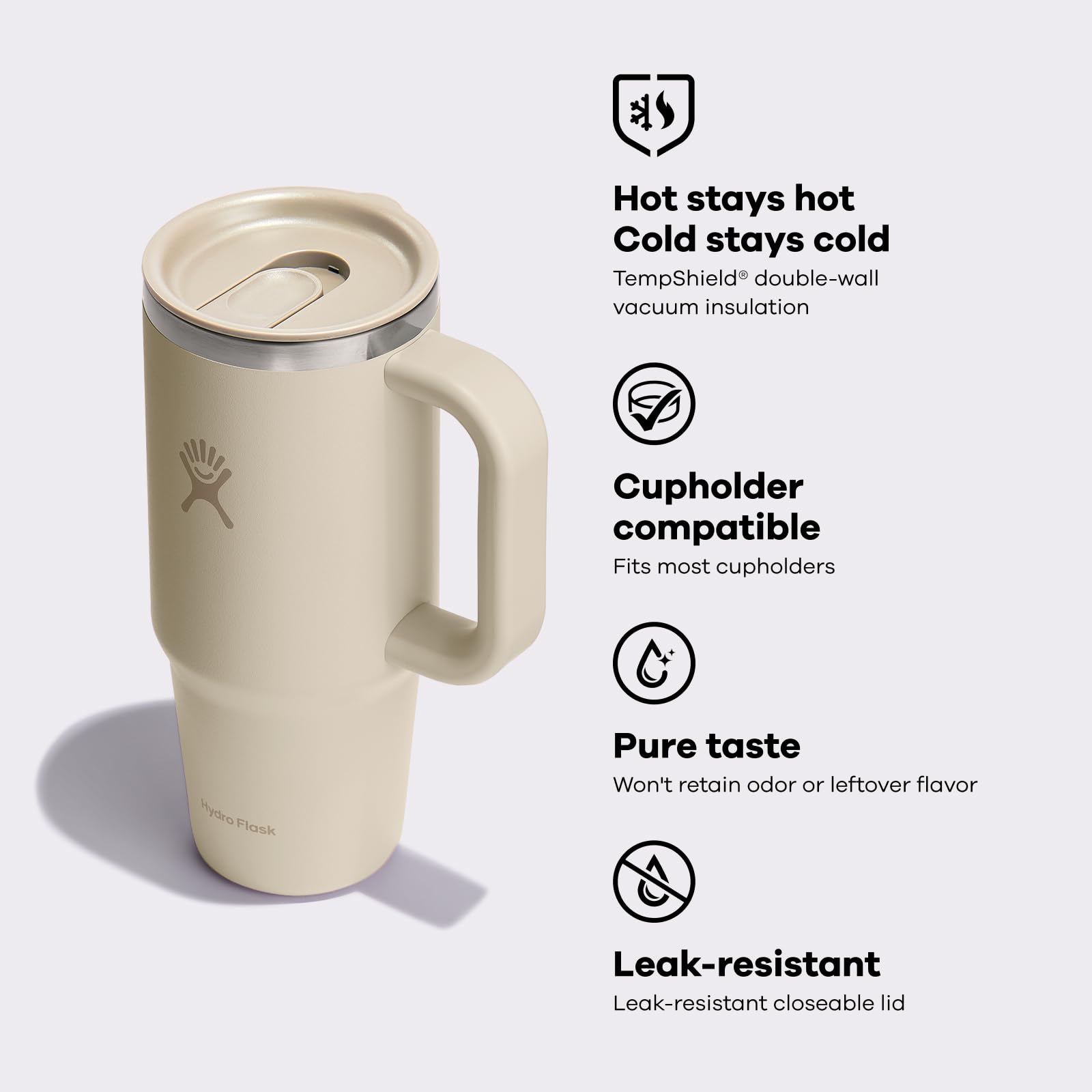 Hydro Flask stainless-steel interior highlighting odor-free drinking