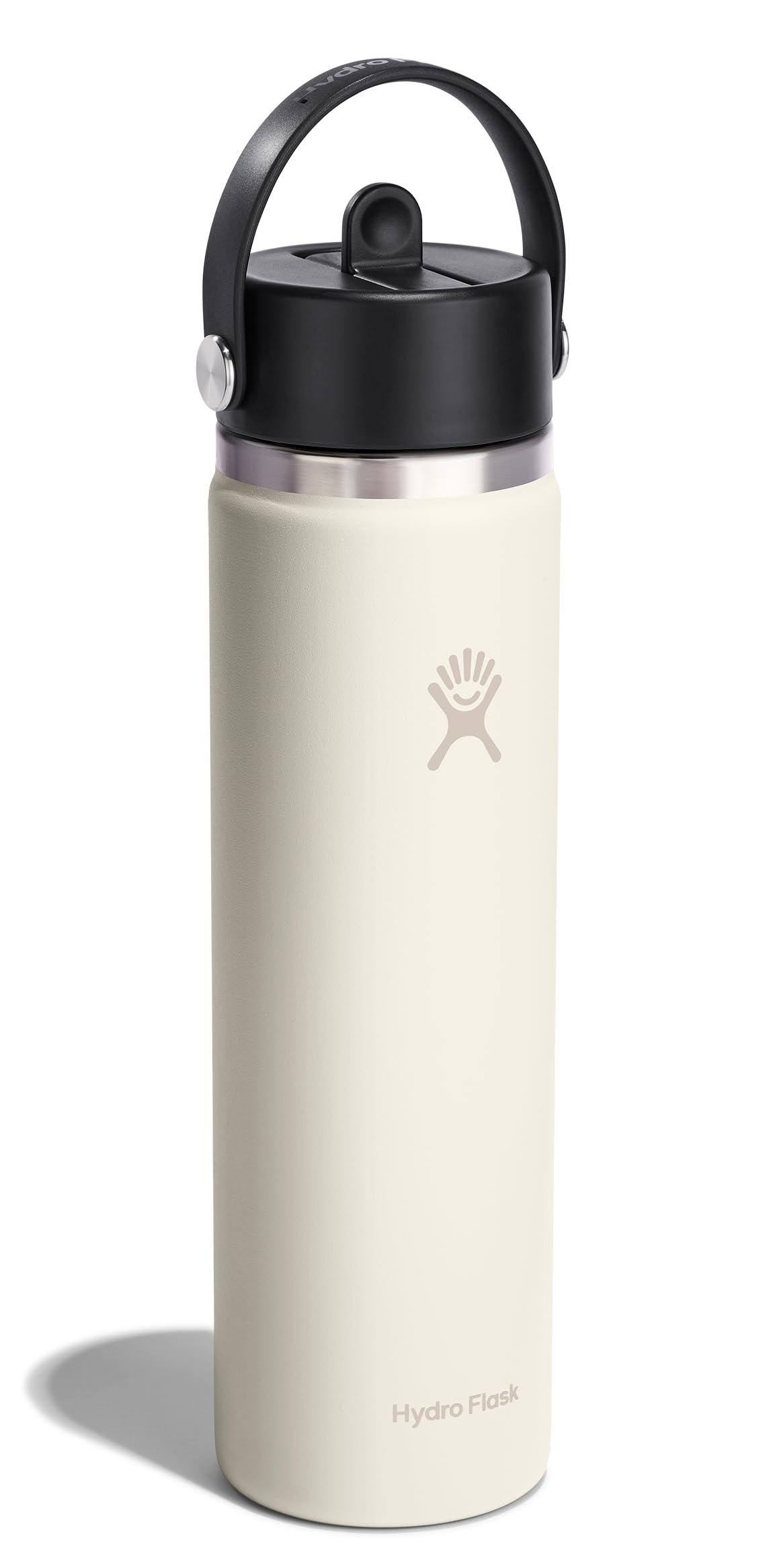 Hydro Flask ivory wide mouth with ice cubes visible demonstrating easy ice insertion and cold retention
