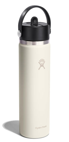 Hydro Flask ivory wide mouth with ice cubes visible demonstrating easy ice insertion and cold retention