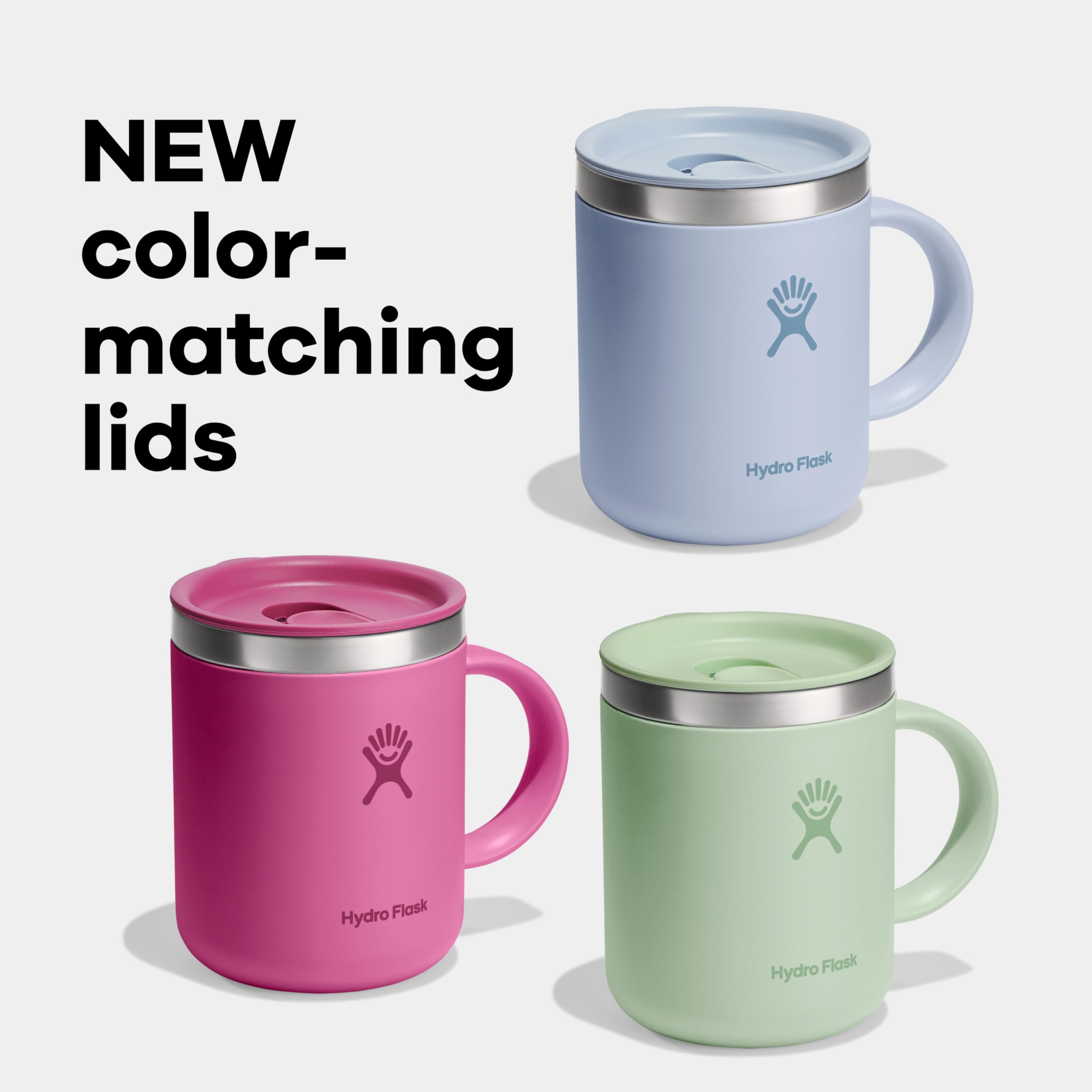 Hydro Flask lid shown sliding closed to demonstrate leak-resistant press-in action