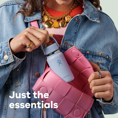 Hydro Flask micro tucked in lunchbox showing compact fit and meal-time convenience