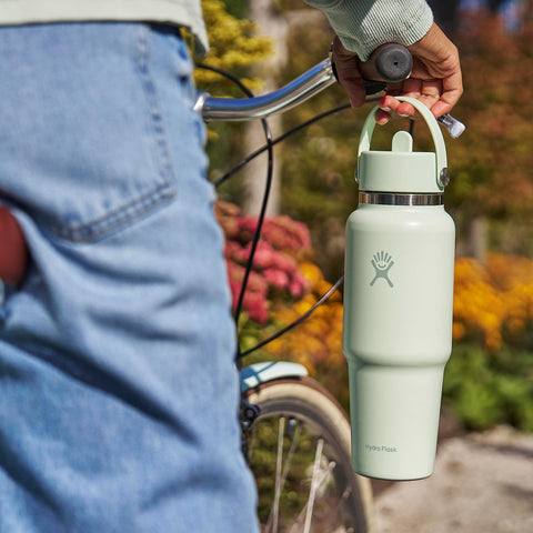 Hydro Flask inside backpack pocket showing travel-ready leakproof storage