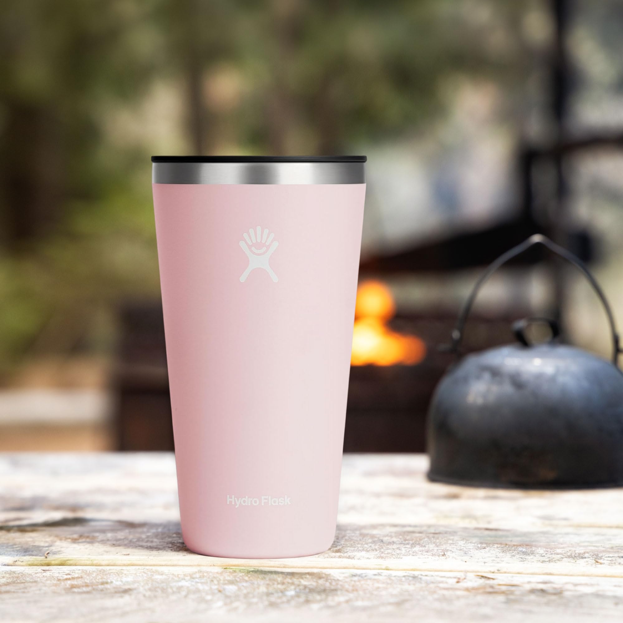 Hydro Flask press-in lid closeup demonstrating secure closure and splash protection