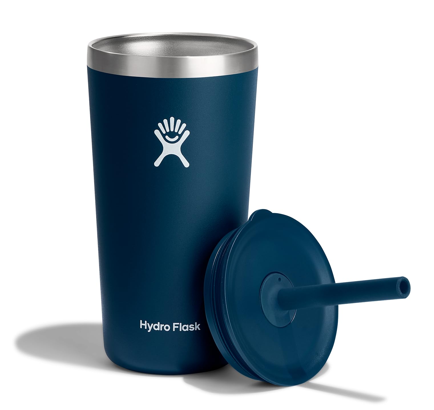Hydro Flask side profile in a car cupholder demonstrating secure fit