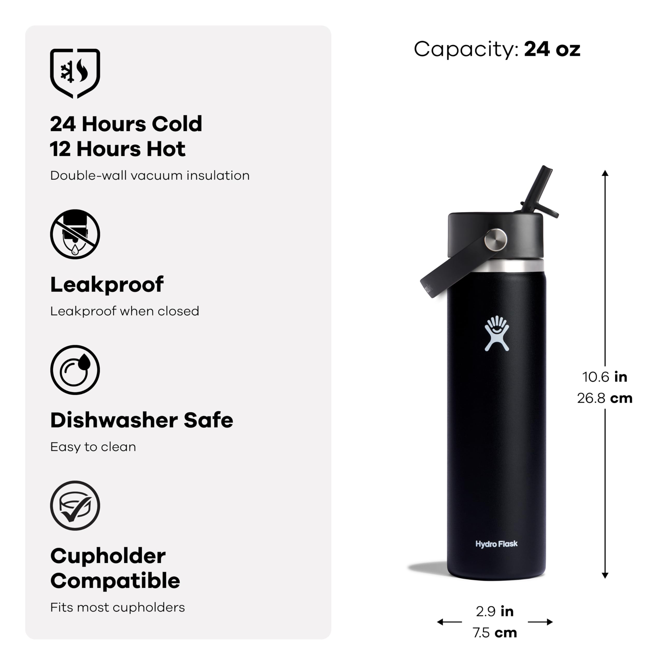 Hydro Flask in a car cupholder illustrating cupholder-friendly size and travel convenience