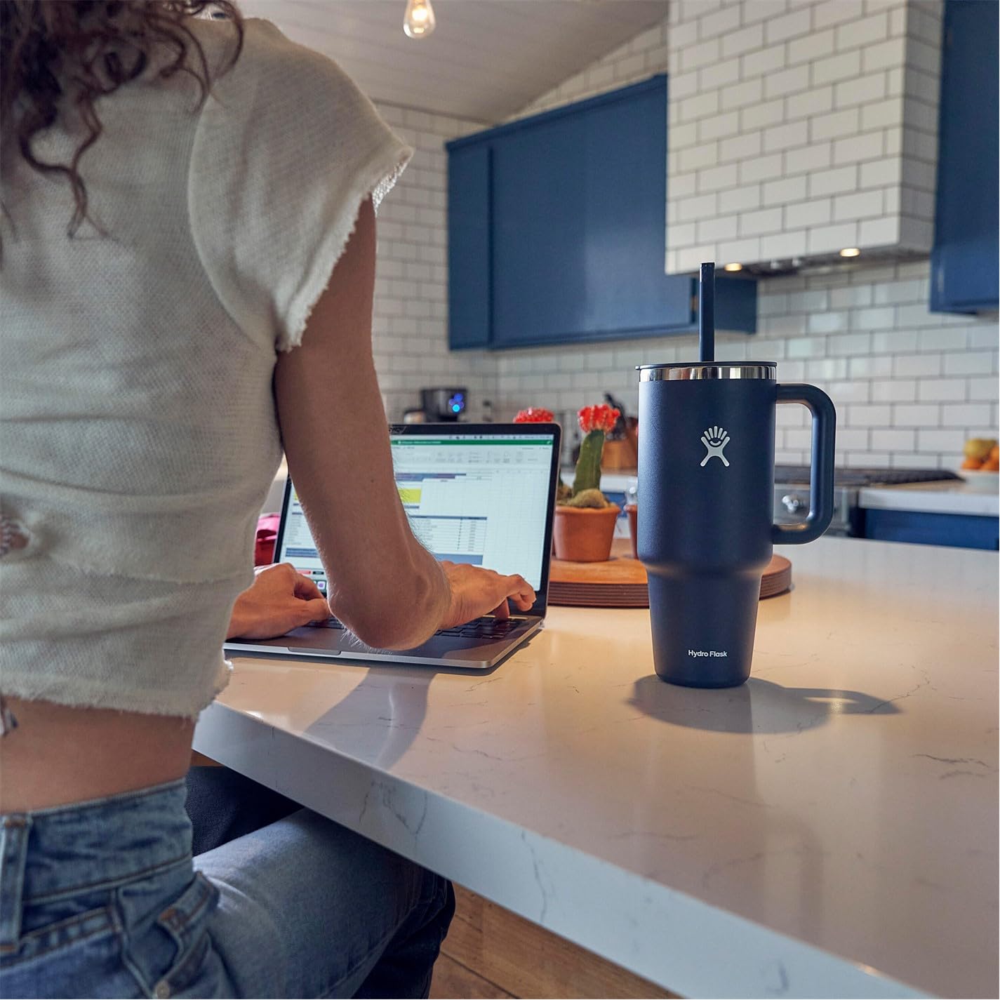 Hydro Flask flexible straw close-up illustrating comfortable easy sipping