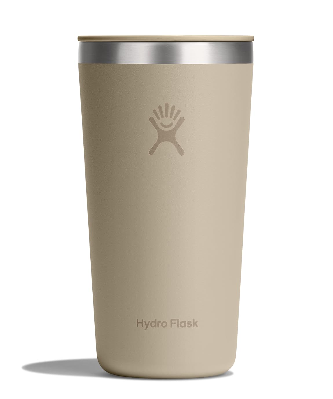 Hydro Flask 20 oz front view showing oat tan finish and sleek profile for everyday use