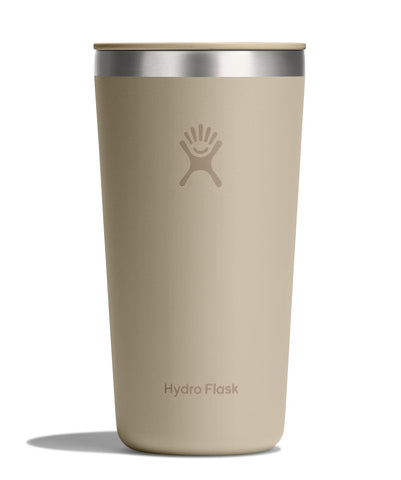 Hydro Flask 20 oz front view showing oat tan finish and sleek profile for everyday use