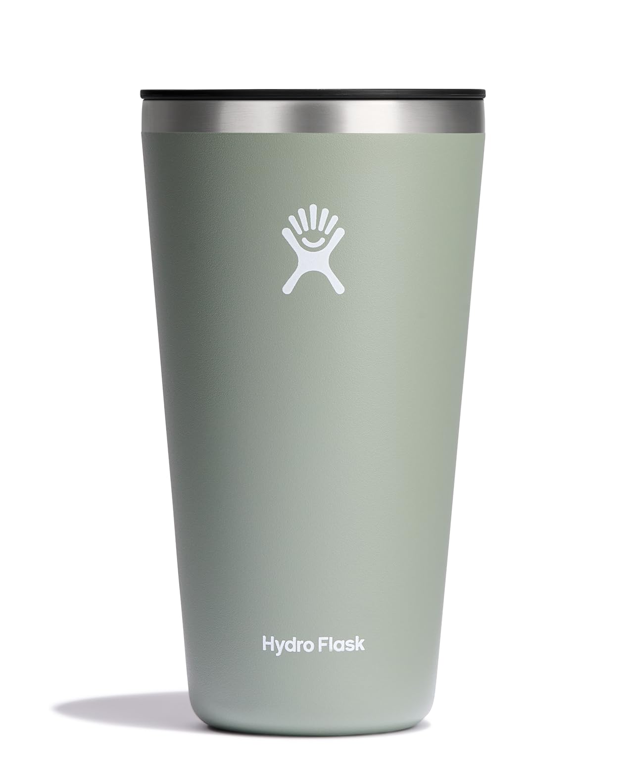 Hydro Flask tumbler front view showing lid and insulation for long-lasting temperature